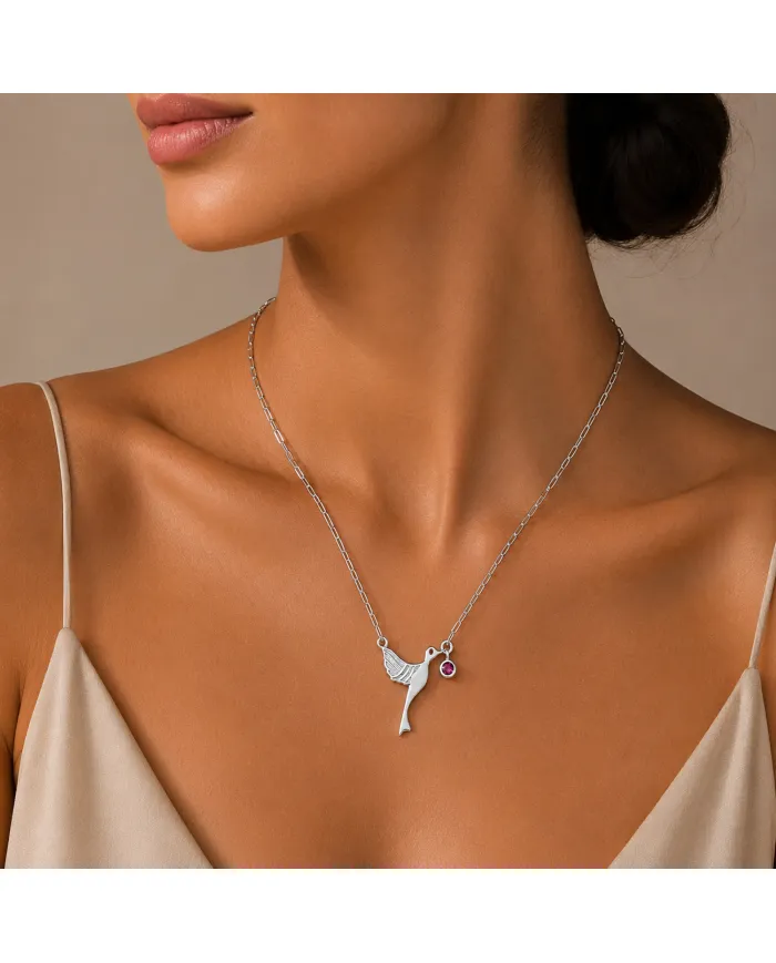 Ruby Bird Pendant Necklace | 925 Sterling Silver Gemstone Jewelry