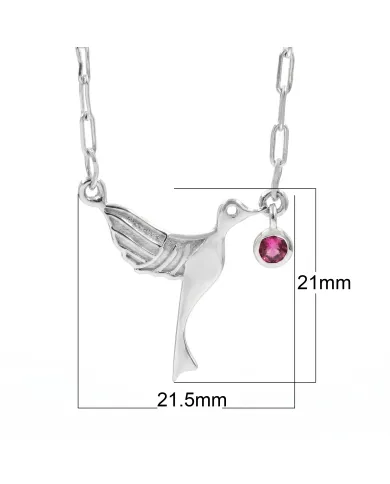Ruby Bird Pendant Necklace | 925 Sterling Silver Gemstone Jewelry