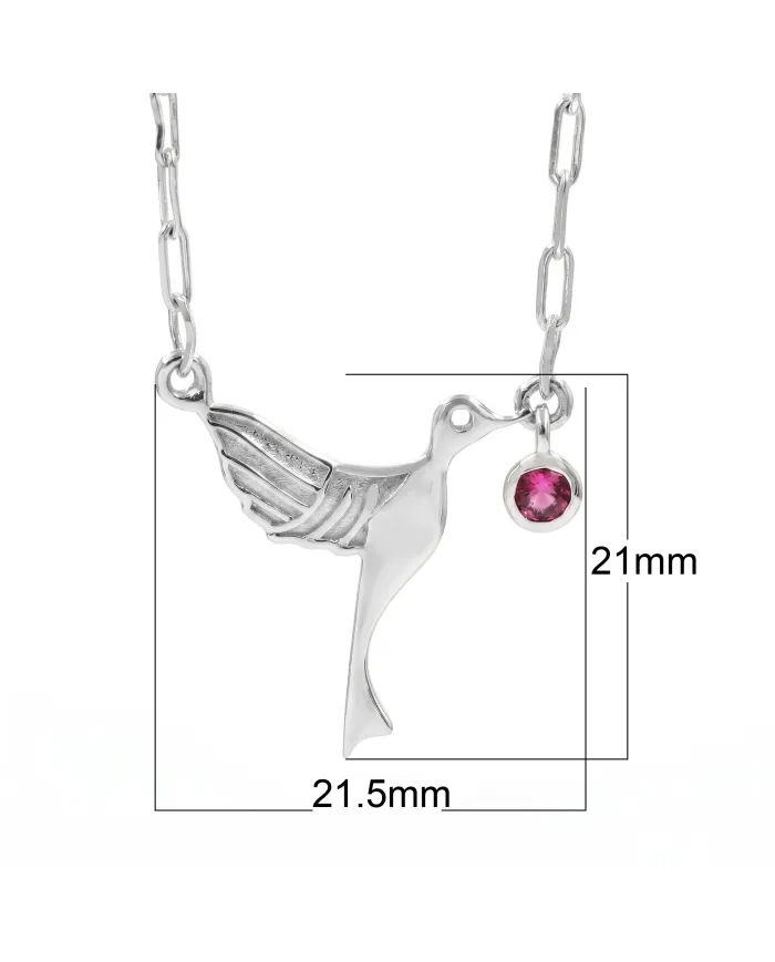 Ruby Bird Pendant Necklace | 925 Sterling Silver Gemstone Jewelry