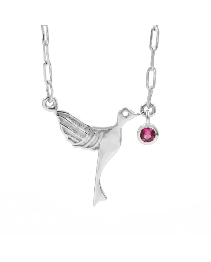 Ruby Bird Pendant Necklace | 925 Sterling Silver Gemstone Jewelry
