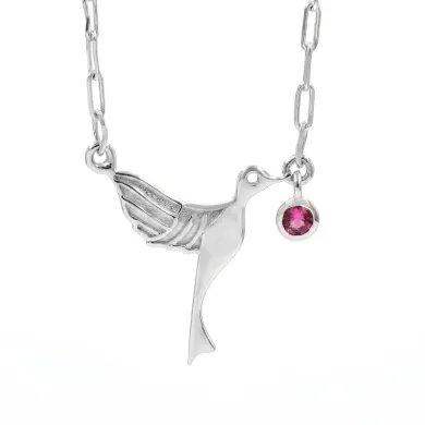Ruby Bird Pendant Necklace | 925 Sterling Silver Gemstone Jewelry