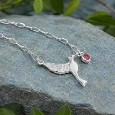 Ruby Bird Pendant Necklace | 925 Sterling Silver Gemstone Jewelry