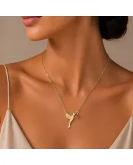 18K Gold Plated Ruby Bird Pendant Necklace - Handmade Gemstone Jewelry