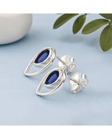 Tanzanite Pear Stud Earrings 925 Sterling Silver Handmade Jewelry