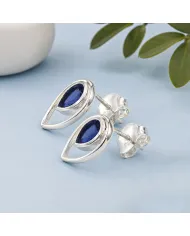 Tanzanite Pear Stud Earrings 925 Sterling Silver Handmade Jewelry