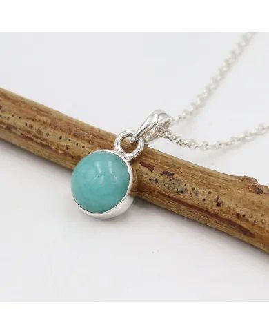 Natural Amazonite Pendant - Sterling Silver Pendant With Chain Handmade Charm Necklace for Her