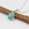 Round Amazonite Pendant, Sterling Silver Pendant, Pendant with Chain, Bezel Pendant, Birthstone Pendant, Charm Pendant for Women