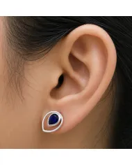 Tanzanite Pear Stud Earrings 925 Sterling Silver Handmade Jewelry