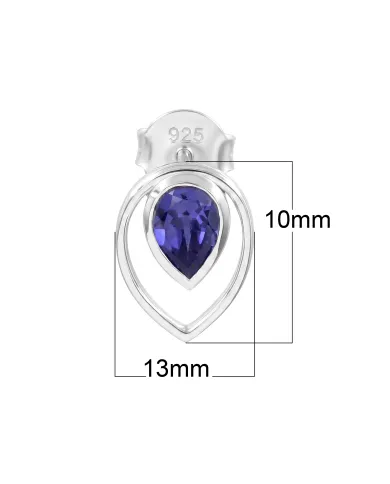 Tanzanite Pear Stud Earrings 925 Sterling Silver Handmade Jewelry