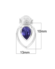 Tanzanite Pear Stud Earrings 925 Sterling Silver Handmade Jewelry