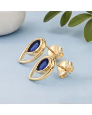 Tanzanite Pear Stud Earrings 18K Gold Plated Handmade Jewelry