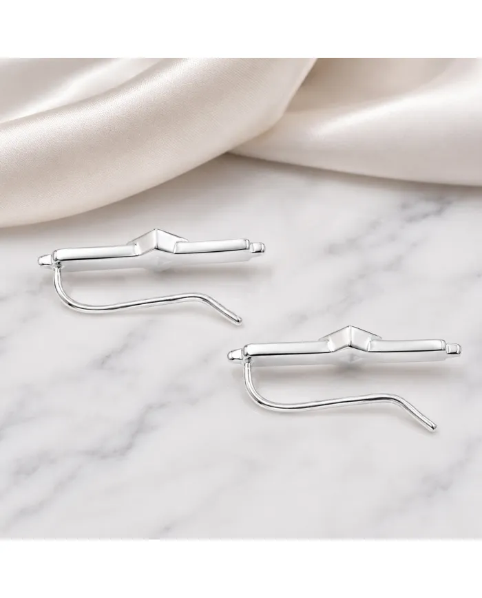 Emerald Ear Cuff Climber Earrings, 925 Sterling Silver Women's Jewelry