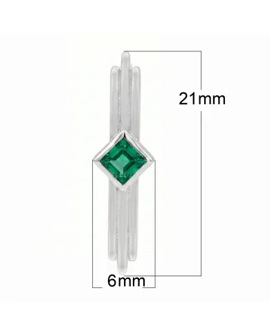 Emerald Ear Cuff Climber Earrings 925 Sterling Silver Handmade Jewelry