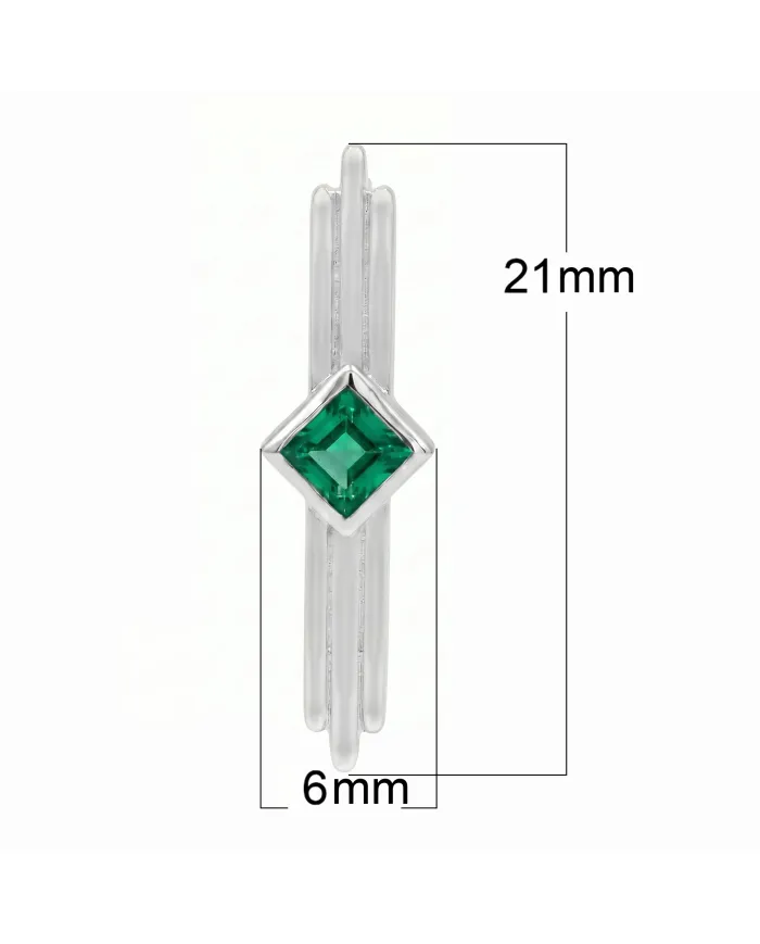 Emerald Ear Cuff Climber Earrings, 925 Sterling Silver Women's Jewelry