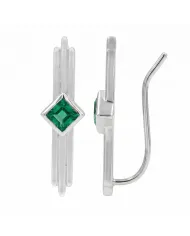 18K Gold Plated Emerald Ear Cuff Climber Earrings