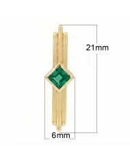 18K Gold Plated Emerald Ear Cuff Climber Earrings