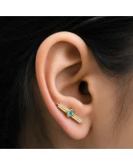 18K Gold Plated Emerald Ear Cuff Climber Earrings