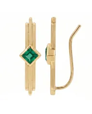 18K Gold Plated Emerald Ear Cuff Climber Earrings