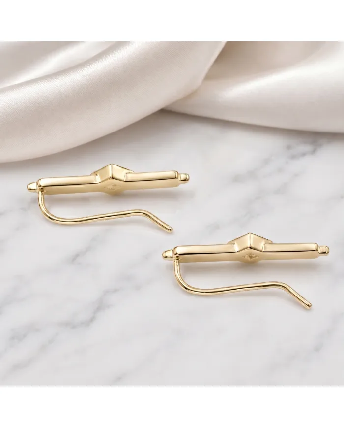 18K Gold Plated Emerald Ear Cuff Climber Earrings