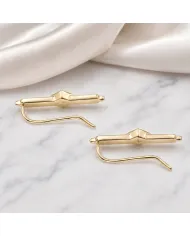 18K Gold Plated Emerald Ear Cuff Climber Earrings