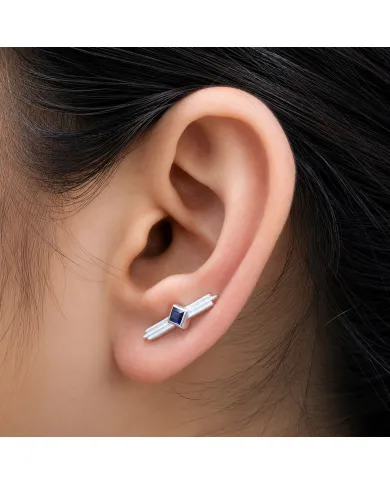 Tanzanite Ear Cuff Climber Earrings - 925 Sterling Silver Jewelry