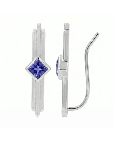 Tanzanite Ear Cuff Climber Earrings - 925 Sterling Silver Jewelry