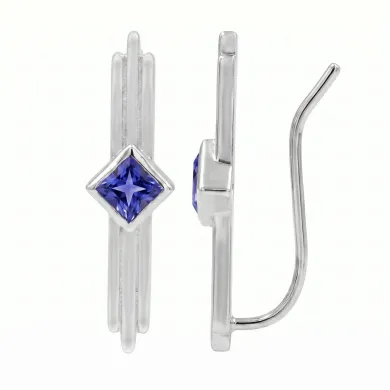 Tanzanite Ear Cuff Climber Earrings - 925 Sterling Silver Jewelry