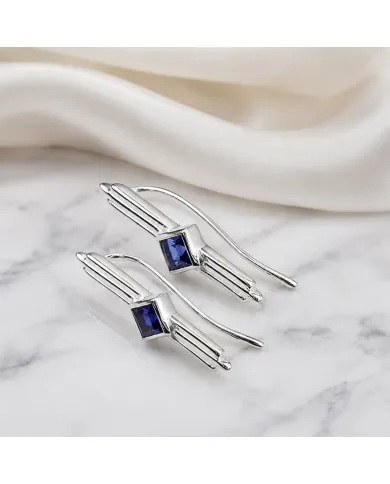 Tanzanite Ear Cuff Climber Earrings - 925 Sterling Silver Jewelry