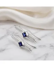 Tanzanite Ear Cuff Climber Earrings - 925 Sterling Silver Jewelry