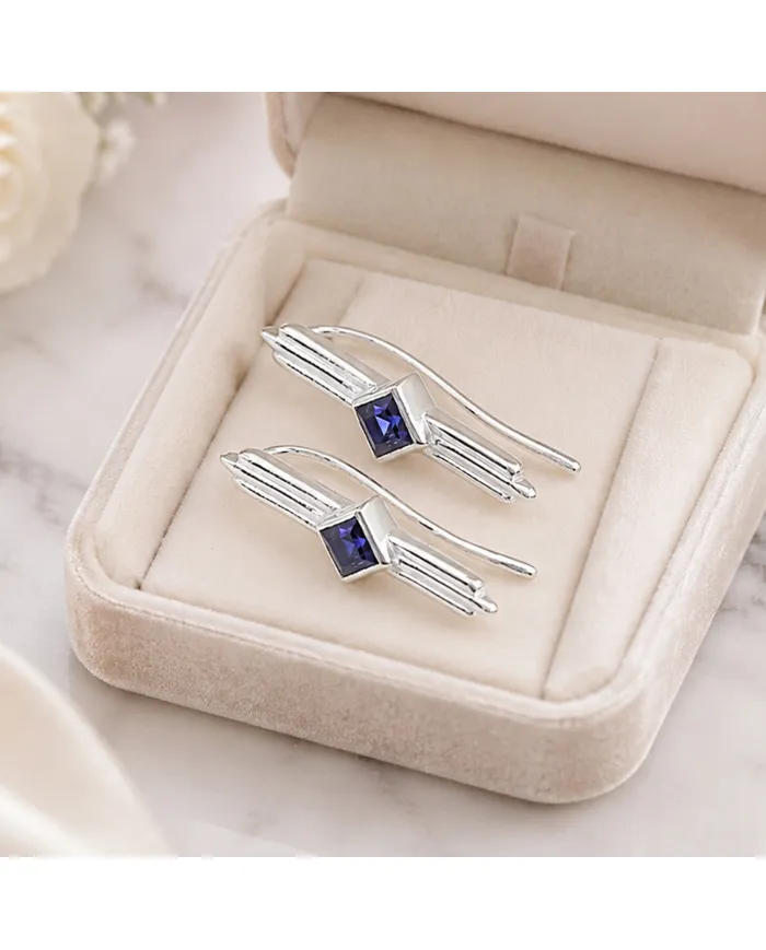 Tanzanite Ear Cuff Climber Earrings - 925 Sterling Silver Jewelry