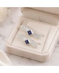 Tanzanite Ear Cuff Climber Earrings - 925 Sterling Silver Jewelry