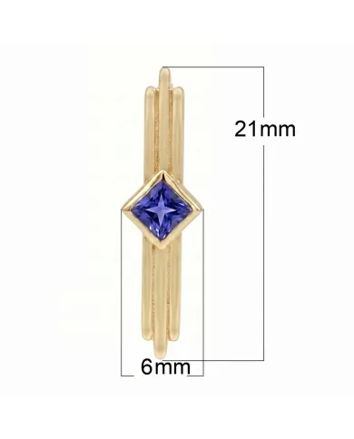 Tanzanite Ear Cuff Climber Earrings 18K Gold Plated Handmade Jewelry