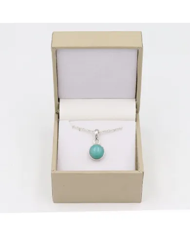 Natural Amazonite Pendant Necklace - 925 Sterling Silver Jewelry