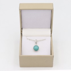 Round Amazonite Pendant, Sterling Silver Pendant, Pendant with Chain, Bezel Pendant, Birthstone Pendant, Charm Pendant for Women