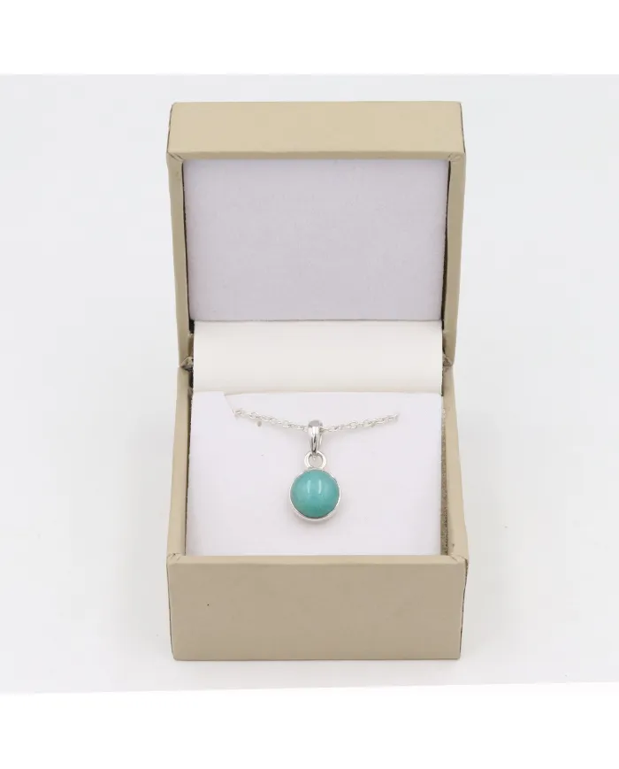 Natural Amazonite Pendant Necklace - 925 Sterling Silver Jewelry