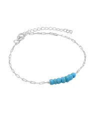 Arizona Turquoise Beaded Chain Bracelet | 925 Sterling Silver Jewelry
