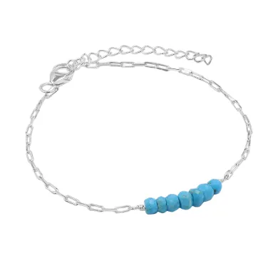 Arizona Turquoise Beaded Chain Bracelet | 925 Sterling Silver Jewelry