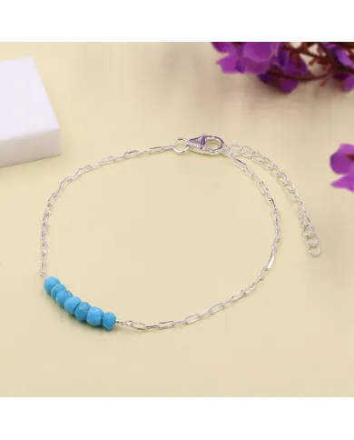 Arizona Turquoise Beaded Chain Bracelet | 925 Sterling Silver Jewelry