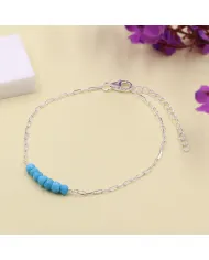 Arizona Turquoise Beaded Chain Bracelet | 925 Sterling Silver Jewelry
