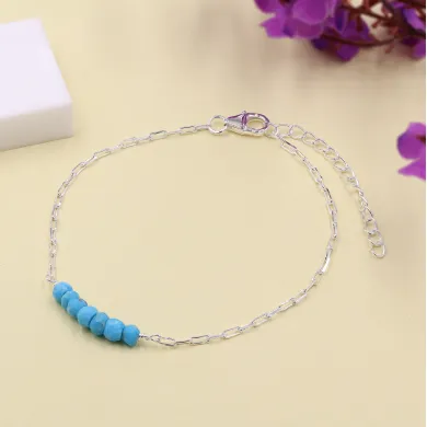 Arizona Turquoise Beaded Chain Bracelet | 925 Sterling Silver Jewelry