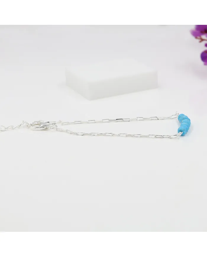 Arizona Turquoise Beaded Chain Bracelet | 925 Sterling Silver Jewelry