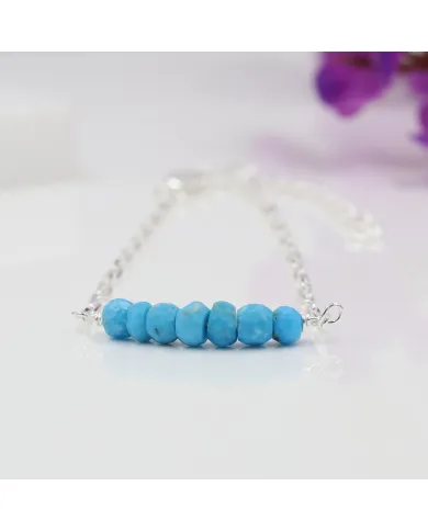 Arizona Turquoise Beaded Chain Bracelet | 925 Sterling Silver Jewelry