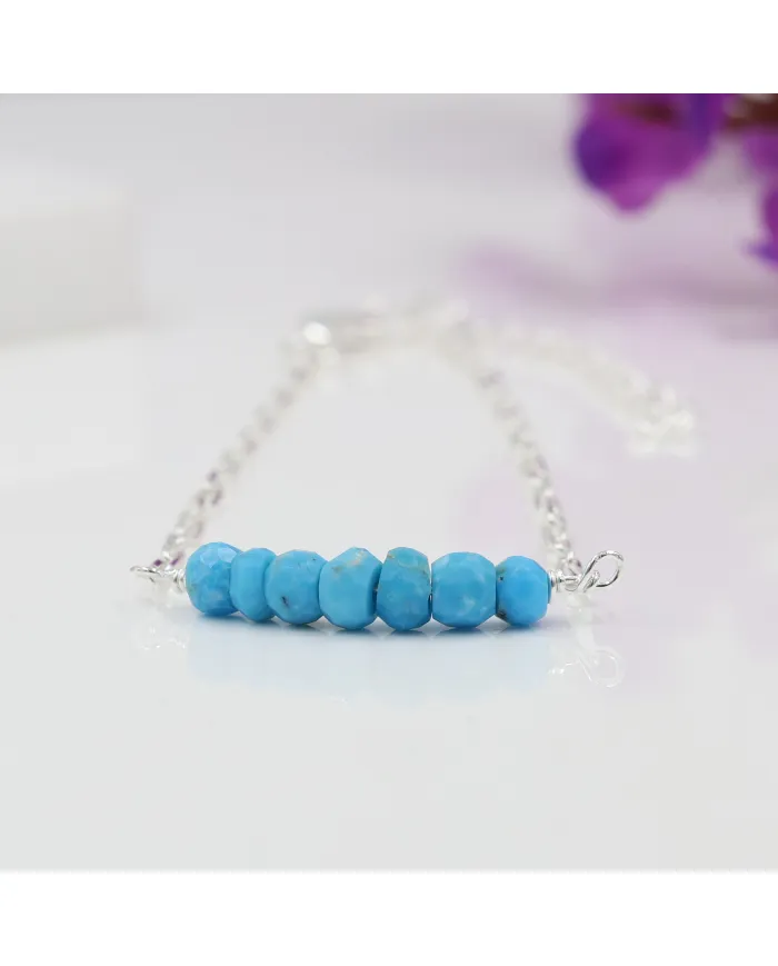 Arizona Turquoise Beaded Chain Bracelet | 925 Sterling Silver Jewelry