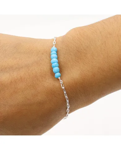 Arizona Turquoise Beaded Chain Bracelet | 925 Sterling Silver Jewelry