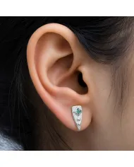 Emerald Stud Earrings 925 Sterling Silver - Handmade Geometric Jewelry