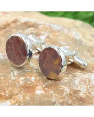 Fruit Jasper Gemstone Cufflinks – 925 Sterling Silver Men’s Jewelry