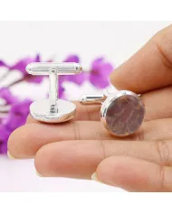 Fruit Jasper Gemstone Cufflinks – 925 Sterling Silver Men’s Jewelry