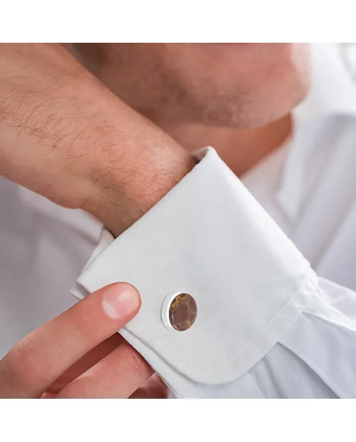 Fruit Jasper Gemstone Cufflinks – 925 Sterling Silver Men’s Jewelry