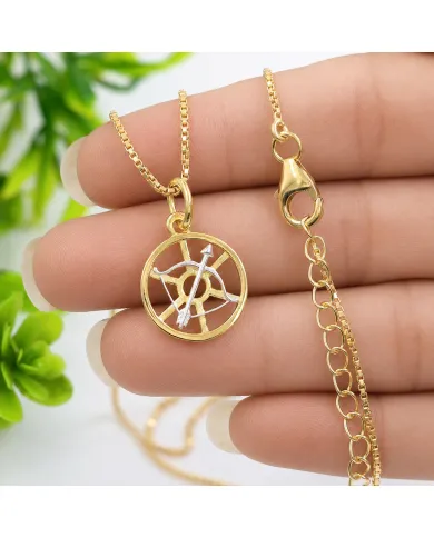 18K Gold Plated Sagittarius Zodiac Pendant | 925 Silver Bow & Arrow