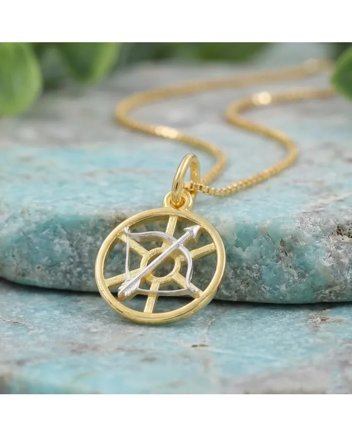 18K Gold Plated Sagittarius Zodiac Pendant | 925 Silver Bow & Arrow